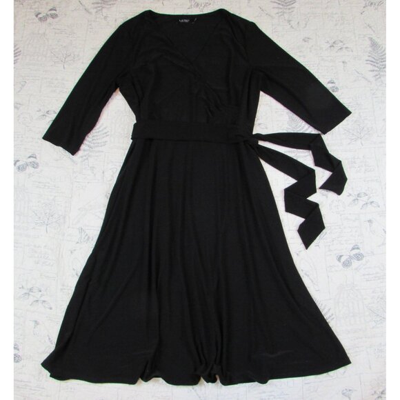 Lauren Ralph Lauren Dresses & Skirts - EUC Lauren Ralph Lauren Black Label Surplice Jersey Dress Black Women's 18